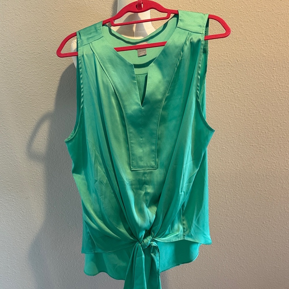 Elegant Teal silk  Sleeveless Top